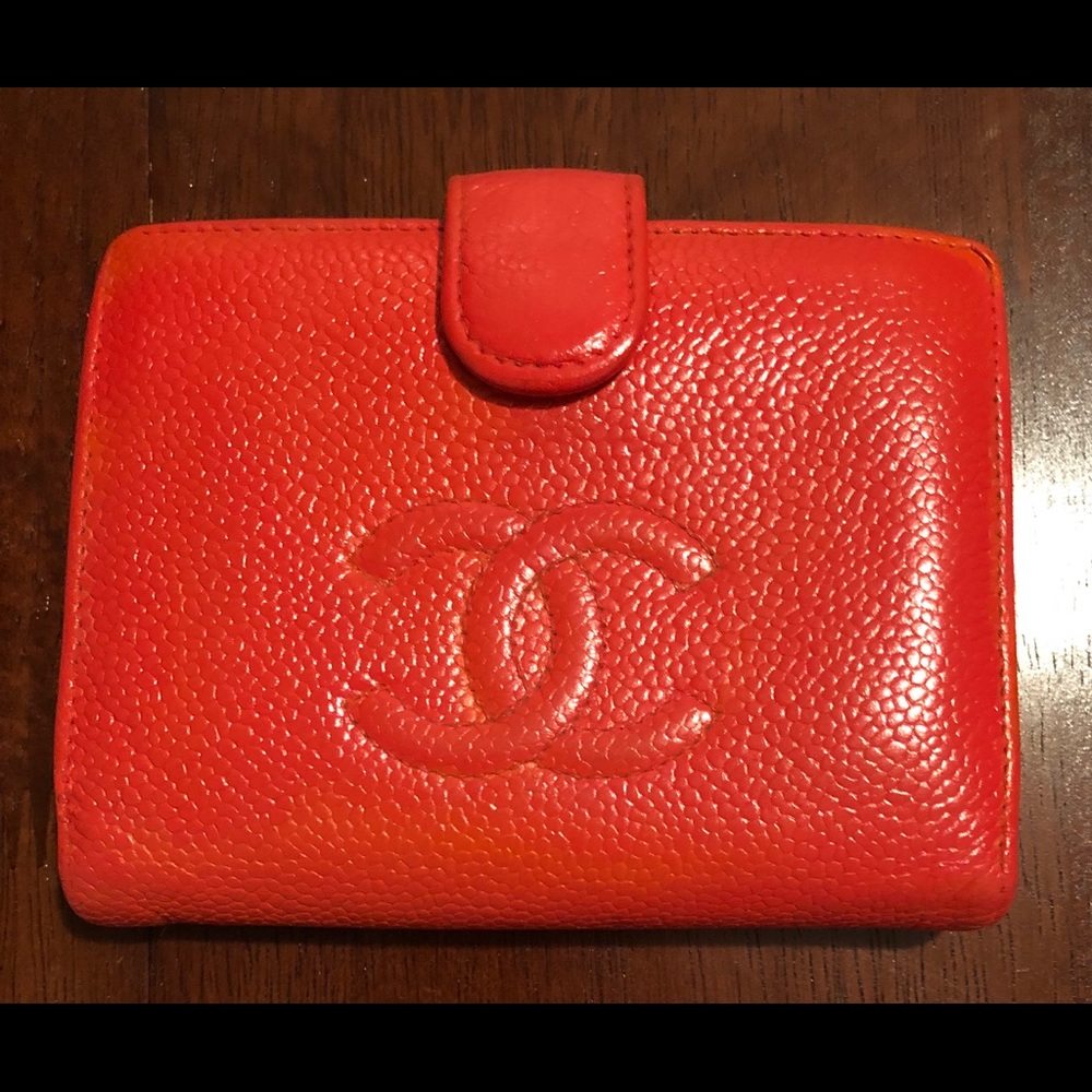 Chanel orange caviar wallet